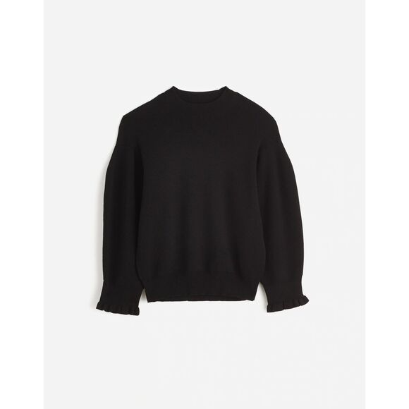 NWT Madewell Merino Wool Ruffle Mock Neck Sweater in Black Size XS - Picture 7 of 15